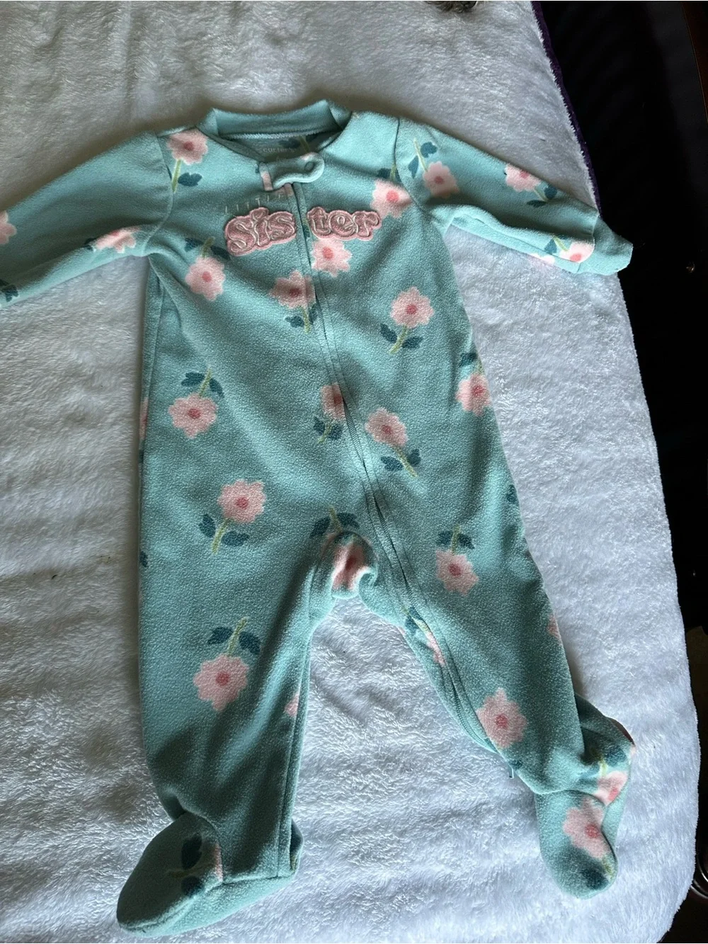 Carter's Mint Green Floral Footed One-Piece